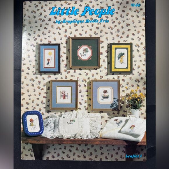 Vintage 1978 Little People Graphique Needle Arts Counted Cross Stitch Leaflet - Picture 1 of 3